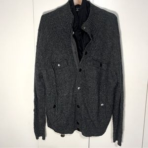 Sweater Jacket with Removable quilted vest - charcoal grey sweater black vest